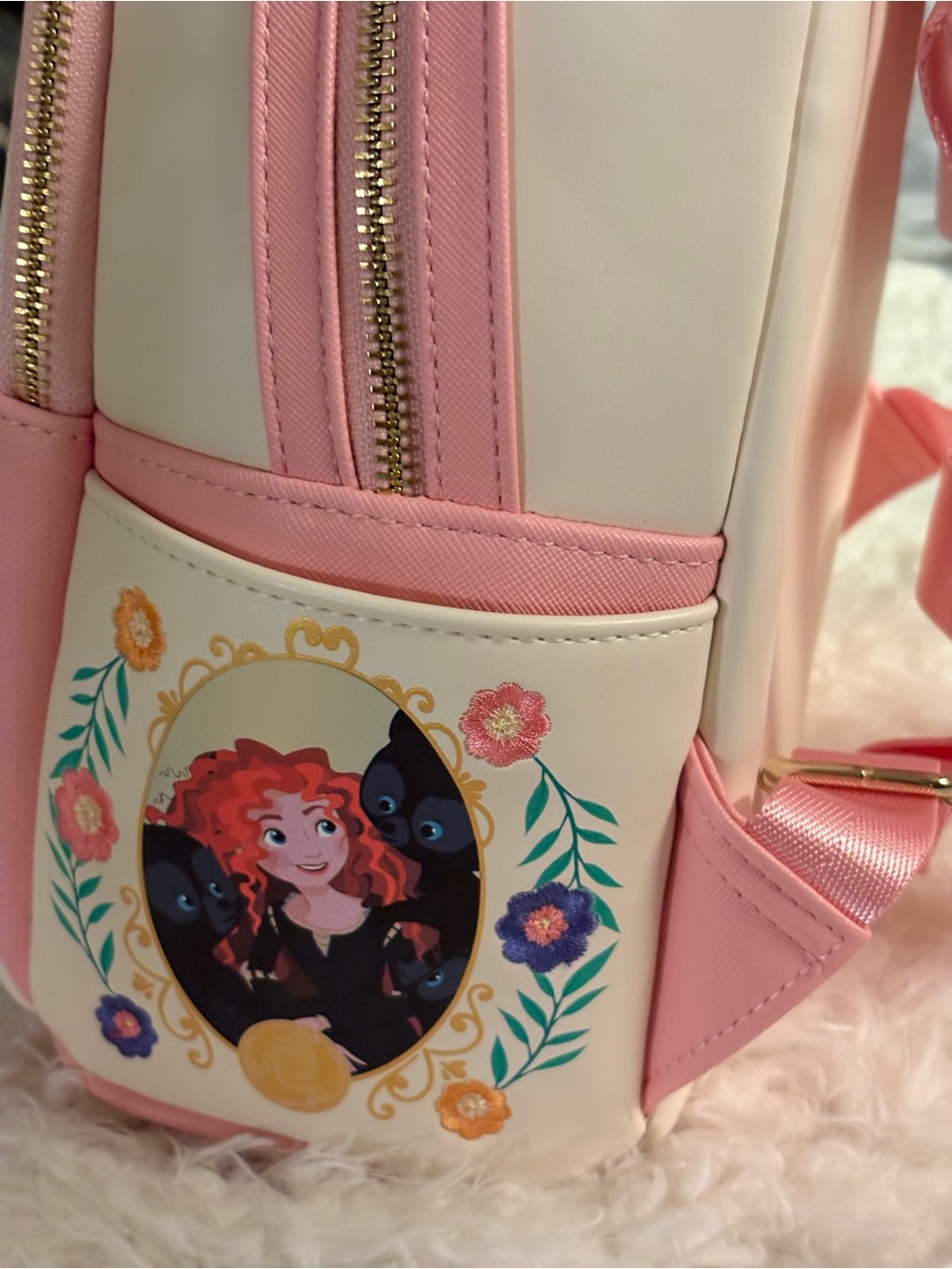 Loungefly Disney Princess Floral Mini Backpack - Pink & Cream - Picture 5 of 7